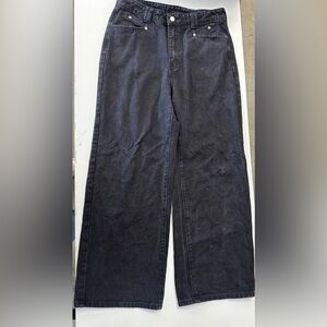 CIDER wide leg black denim jeans size Large